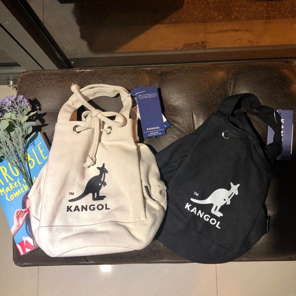 KANGOL Canvas Bucket Shoulder Bag 黑色水桶包／側背包