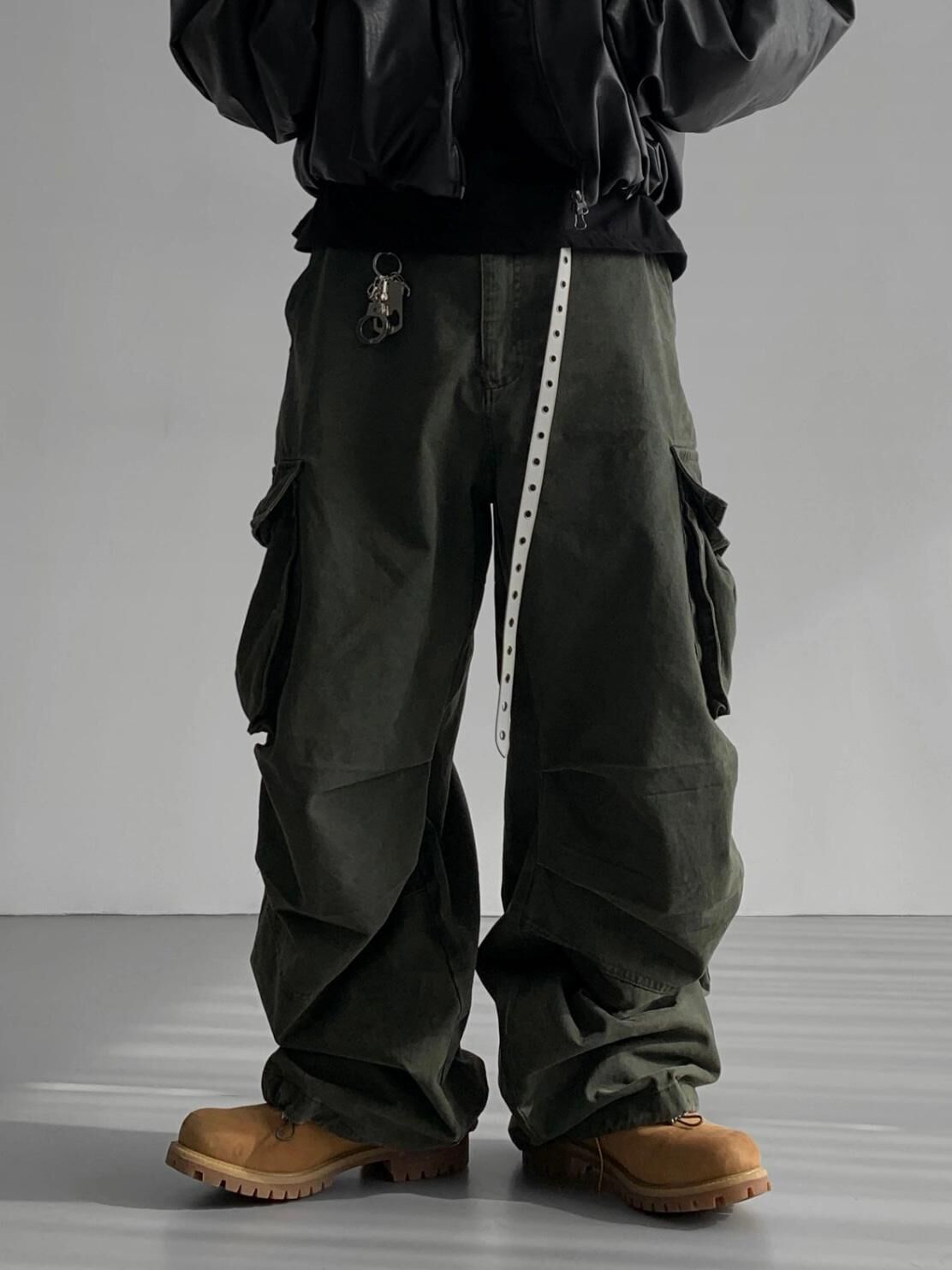 洗水淨色工裝鬆身褲 WD-169P