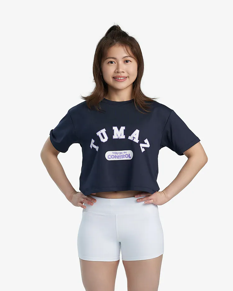 TUMAZ Revival短版女短袖 - 英雄藍