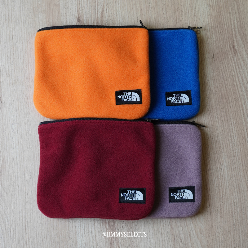 【The North Face】Fleece Zip Pouch Bag｜4 Colors: Bright Orange / Klein Blue / Burgundy / Mauve Pink｜Soft & Scratch-Resistant Minimalist Style