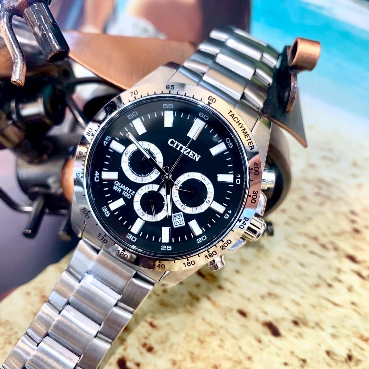 【CITIZEN 星辰】石英款三眼計時腕錶AN8230-59E 44mm 現代鐘錶