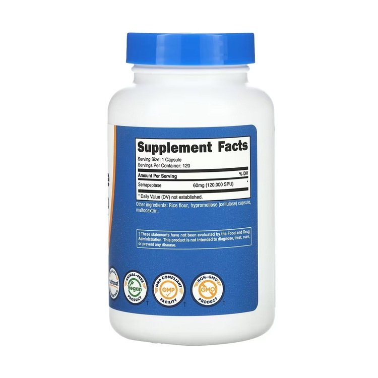 Nutricost, Serrapeptase, 60 mg (120,000 SPU), 120 Capsules