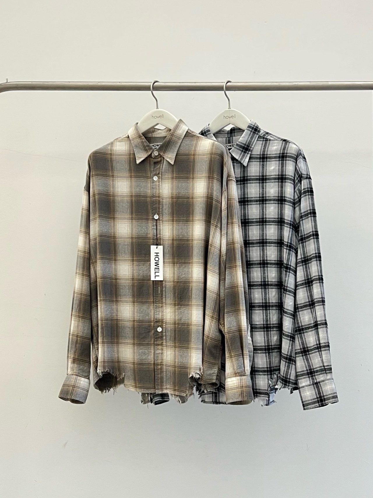 格仔長袖恤衫 HOWELL-068S