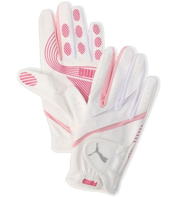 PUMA 女用手套 #041884-02 ,白/粉(JP)