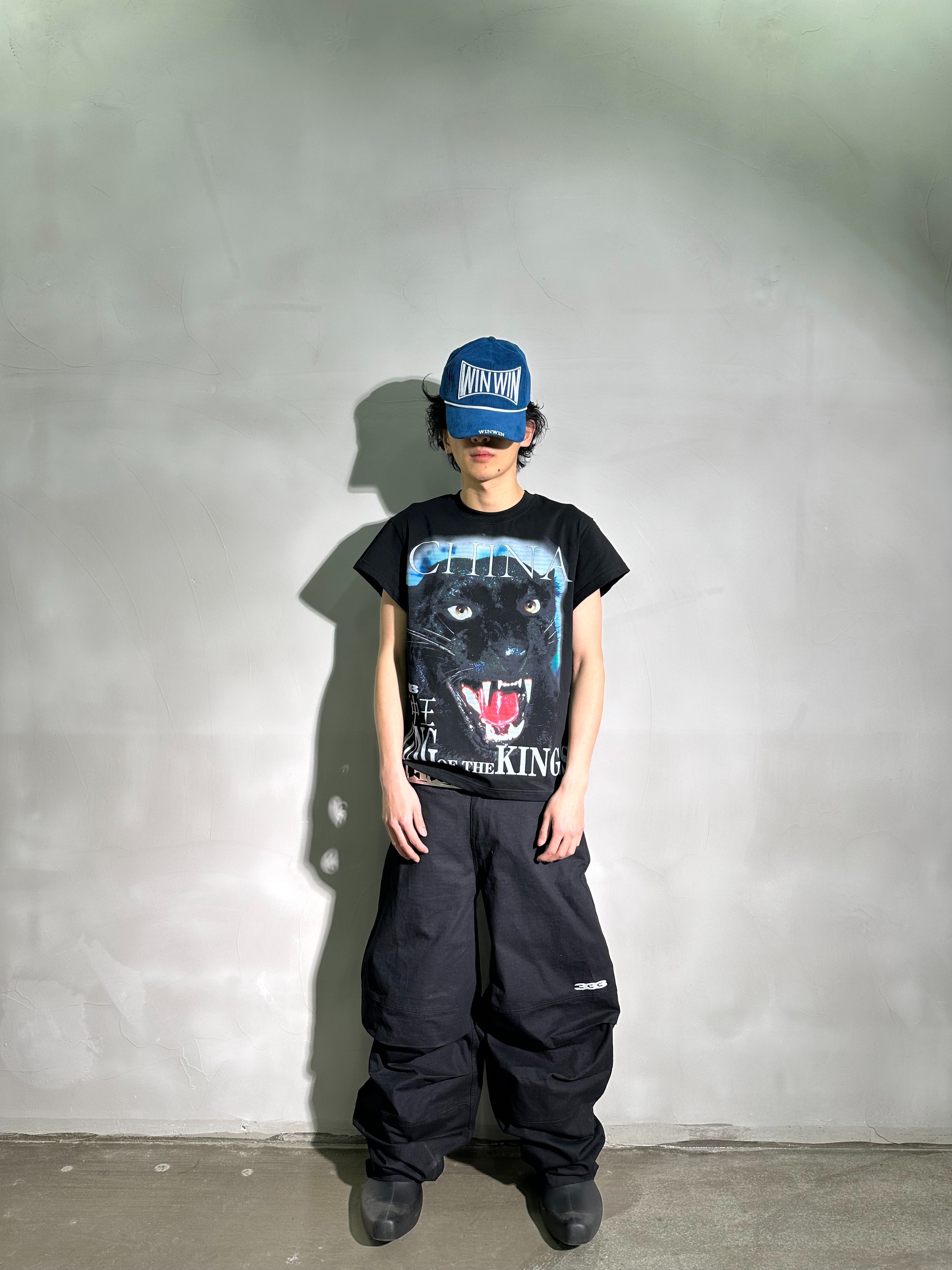 PCCVISION 3MAN0N Black Panther Print Round Neck Loose Short Sleeve T-shirt