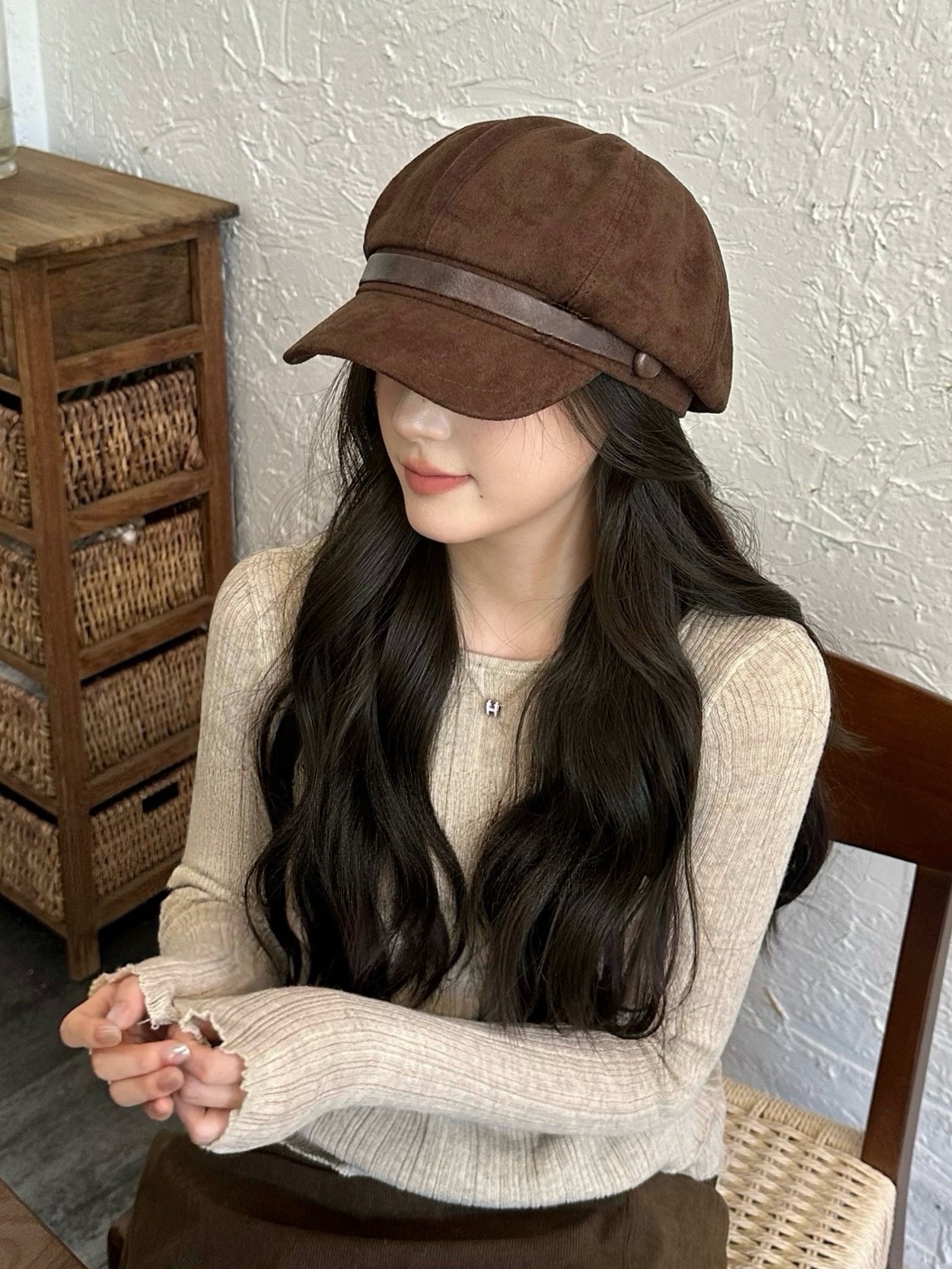 復古麂皮海軍報童帽/二色