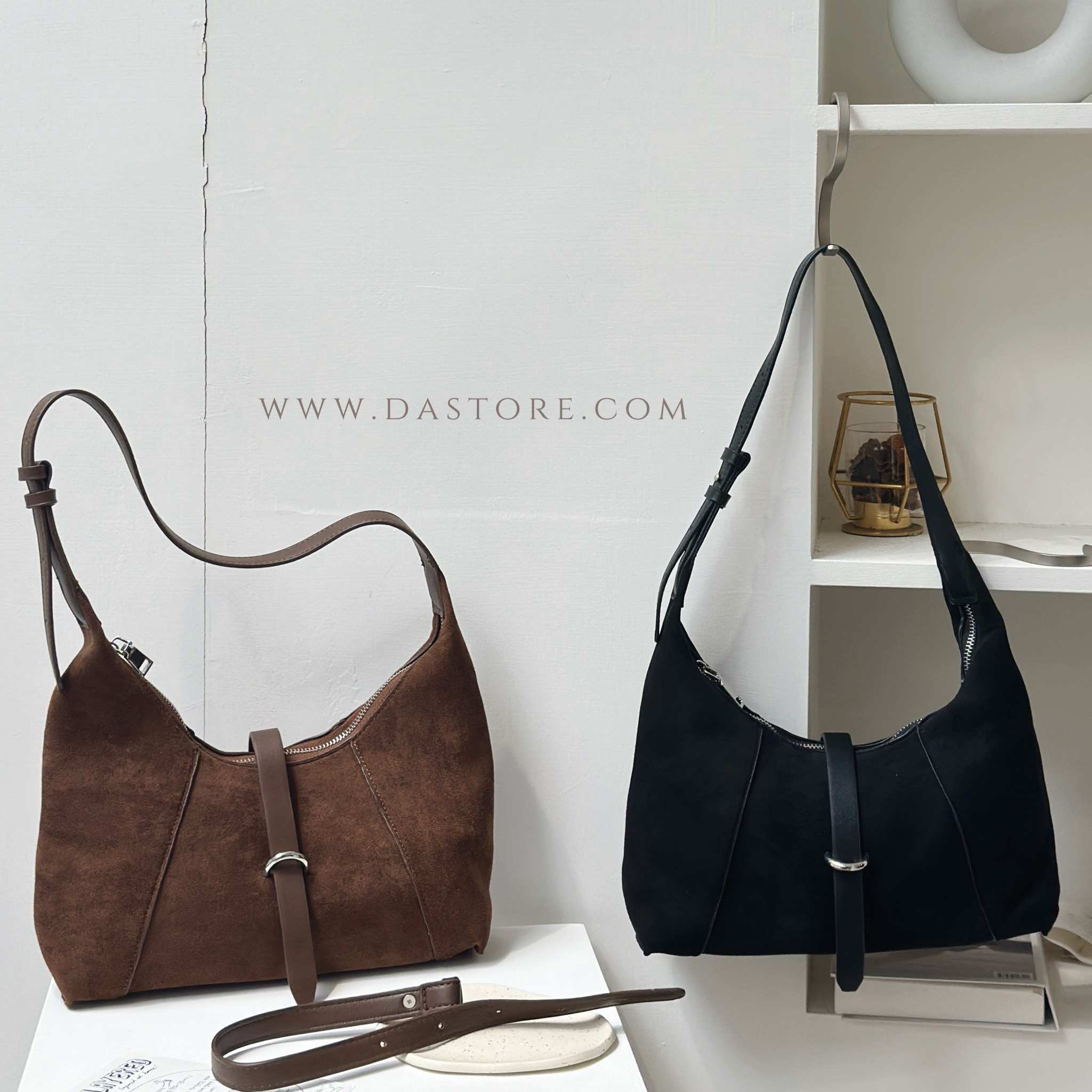 輕奢高級感麂皮絨布腋下包