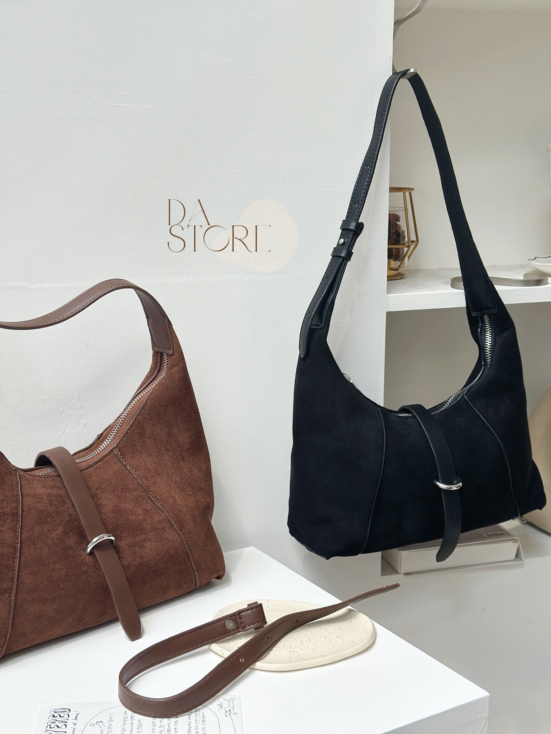 輕奢高級感麂皮絨布腋下包