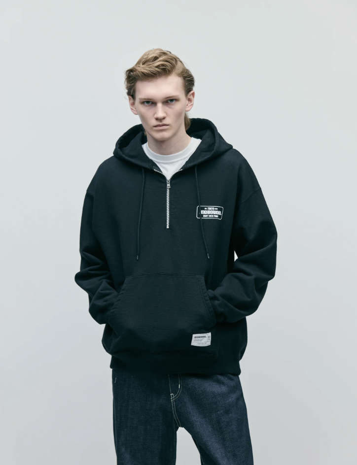 [現貨] NEIGHBORHOOD FW25 CLASSIC SWEAT HALF ZIP HOODIE LS | BLACK