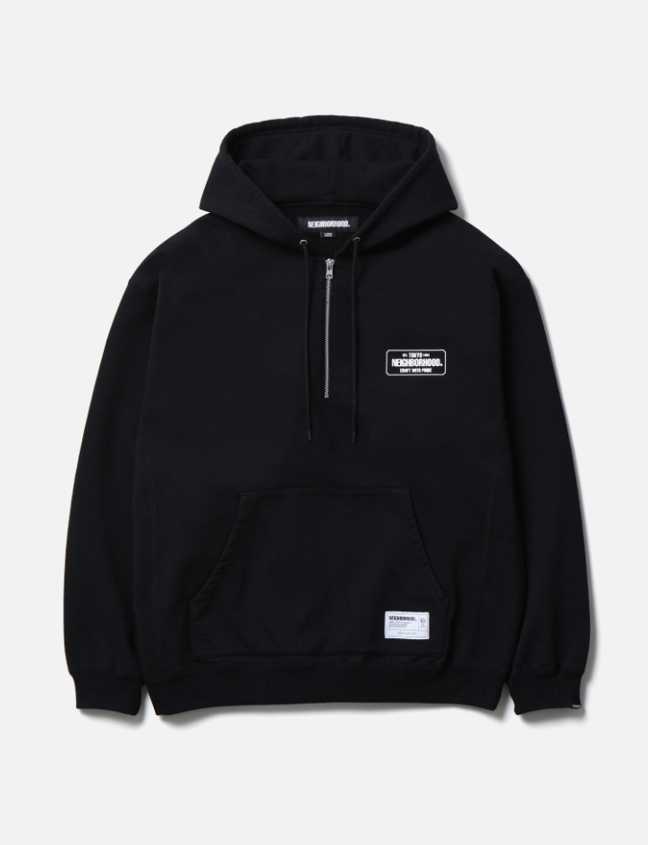 [Instock] NEIGHBORHOOD FW25 CLASSIC SWEAT HALF ZIP HOODIE LS | BLACK