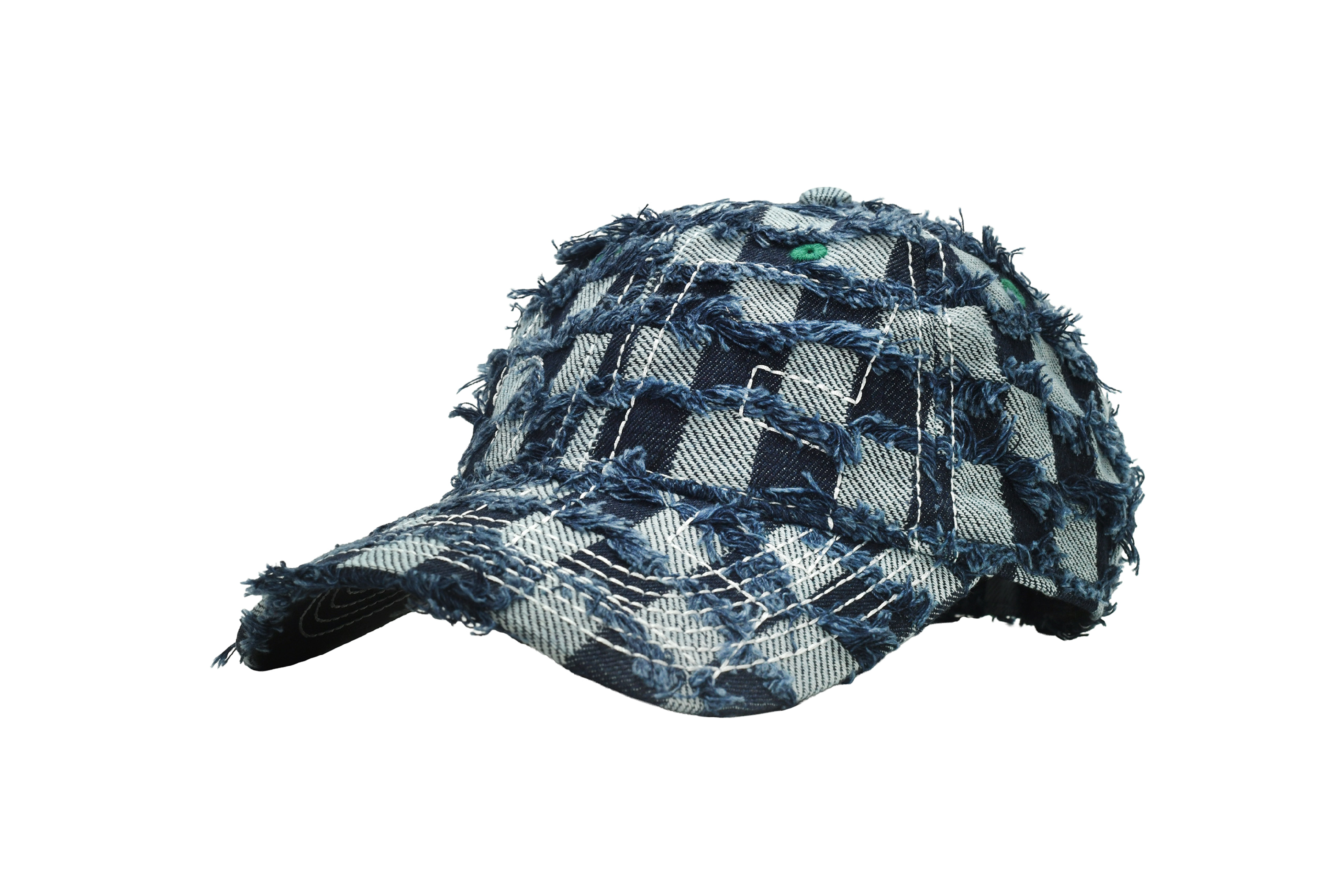 b.Eautiful "Vapor 6 Panel Hat" (Navy Checker Denim)