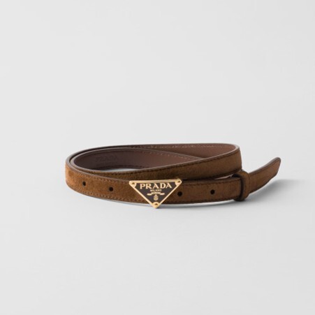 1PD0911-035 PRADA Suede Belt Cocoa Brown #1CC621054 (T-EU-E)