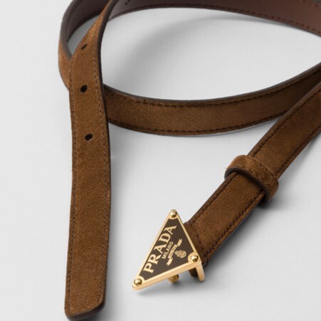 1PD0911-035 PRADA Suede Belt Cocoa Brown #1CC621054 (T-EU-E)