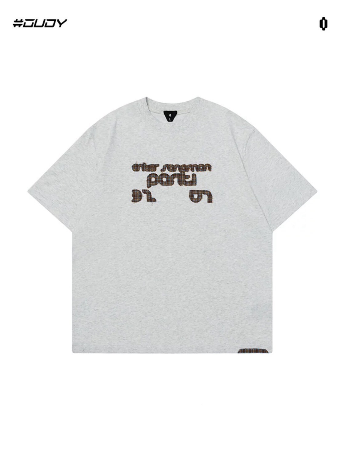 OVDY 格紋貼布 美式寬鬆短袖