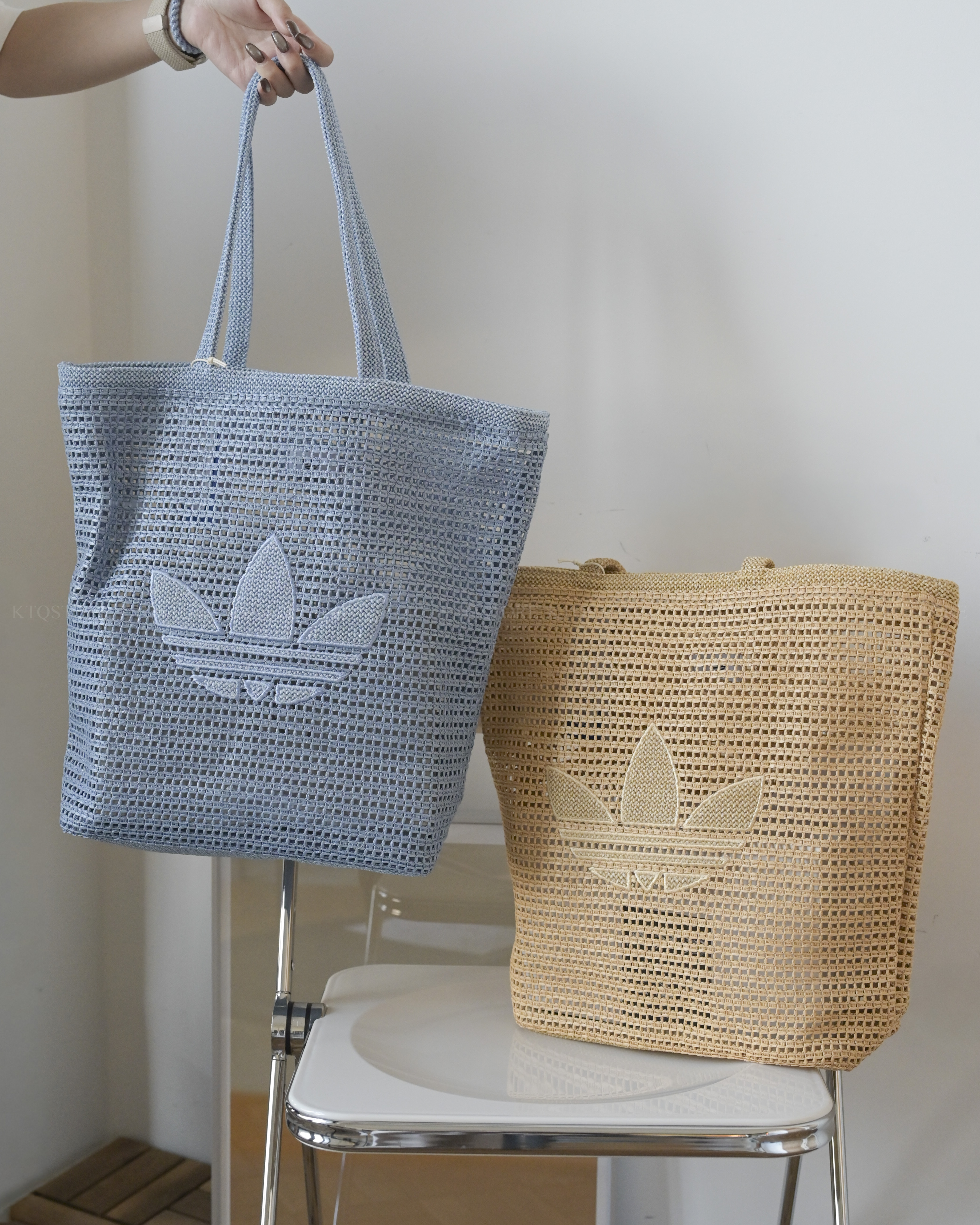 KTQ STORE ‧ Adidas Originals Knitting Tote Bag 編織 度假風 單肩 托特包 卡其KC1421 藍Kw2006