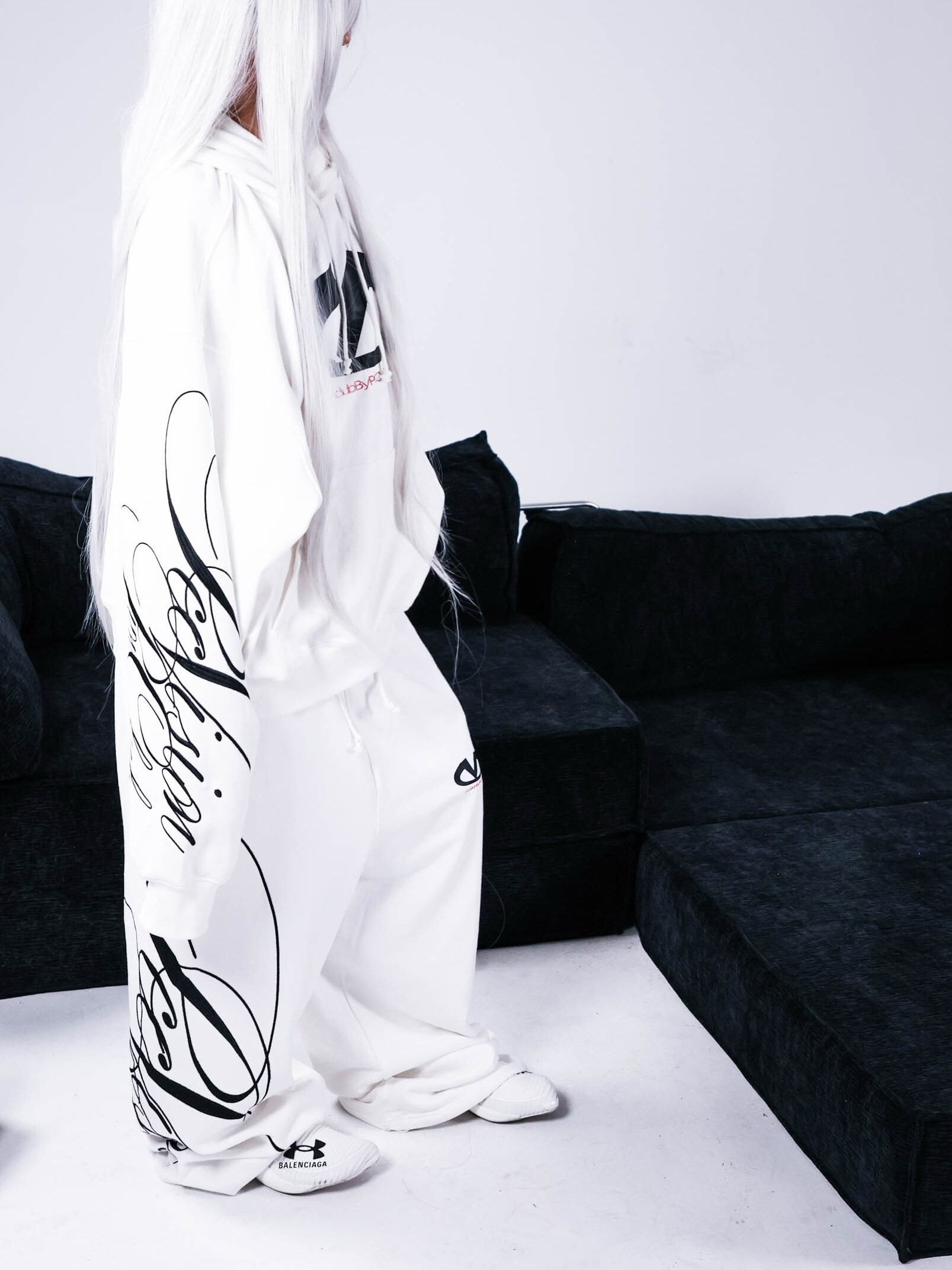 PCCVISION PVNCLUB loose cotton trousers with embroidered letters