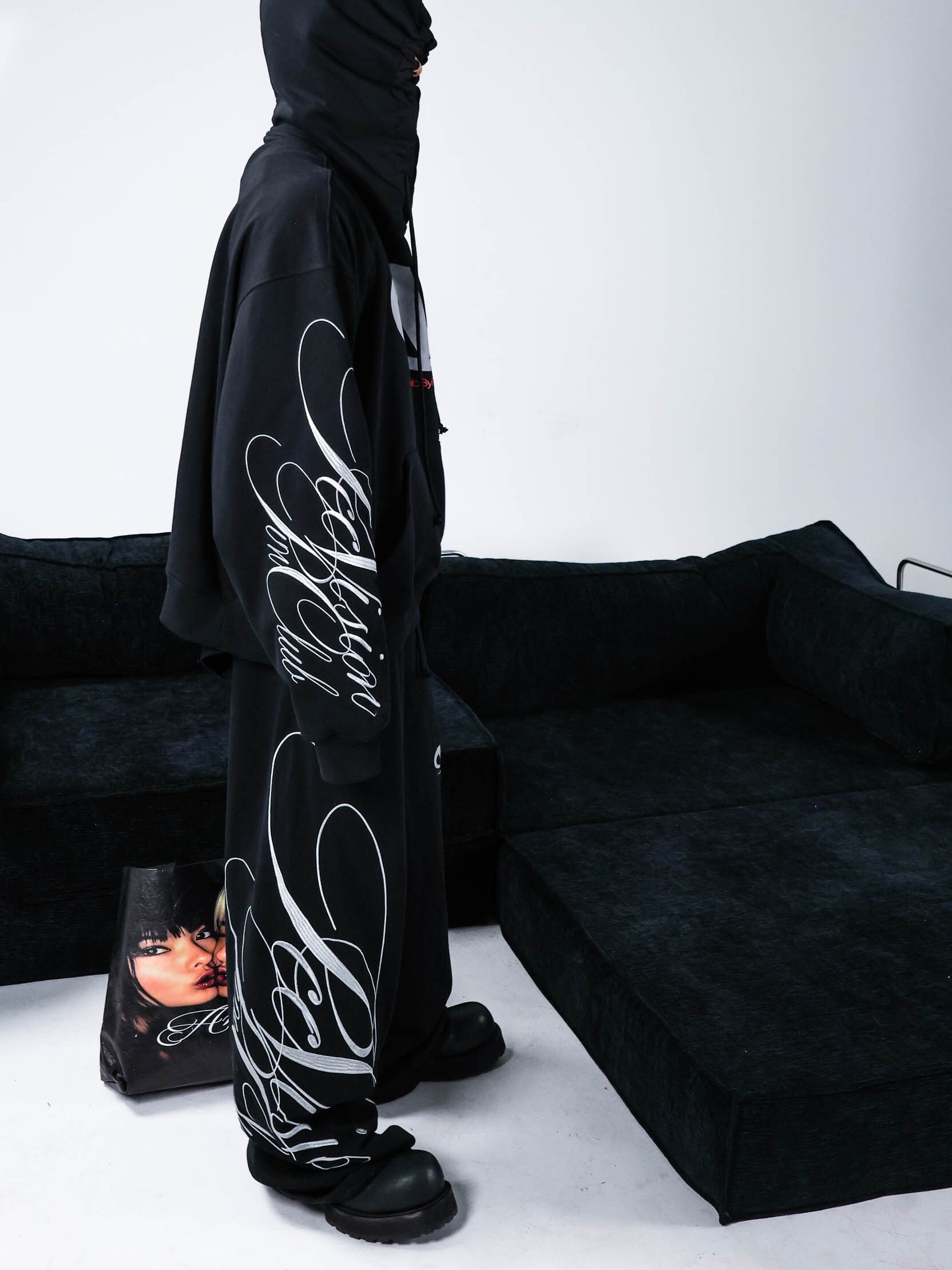 PCCVISION PVNCLUB loose cotton trousers with embroidered letters