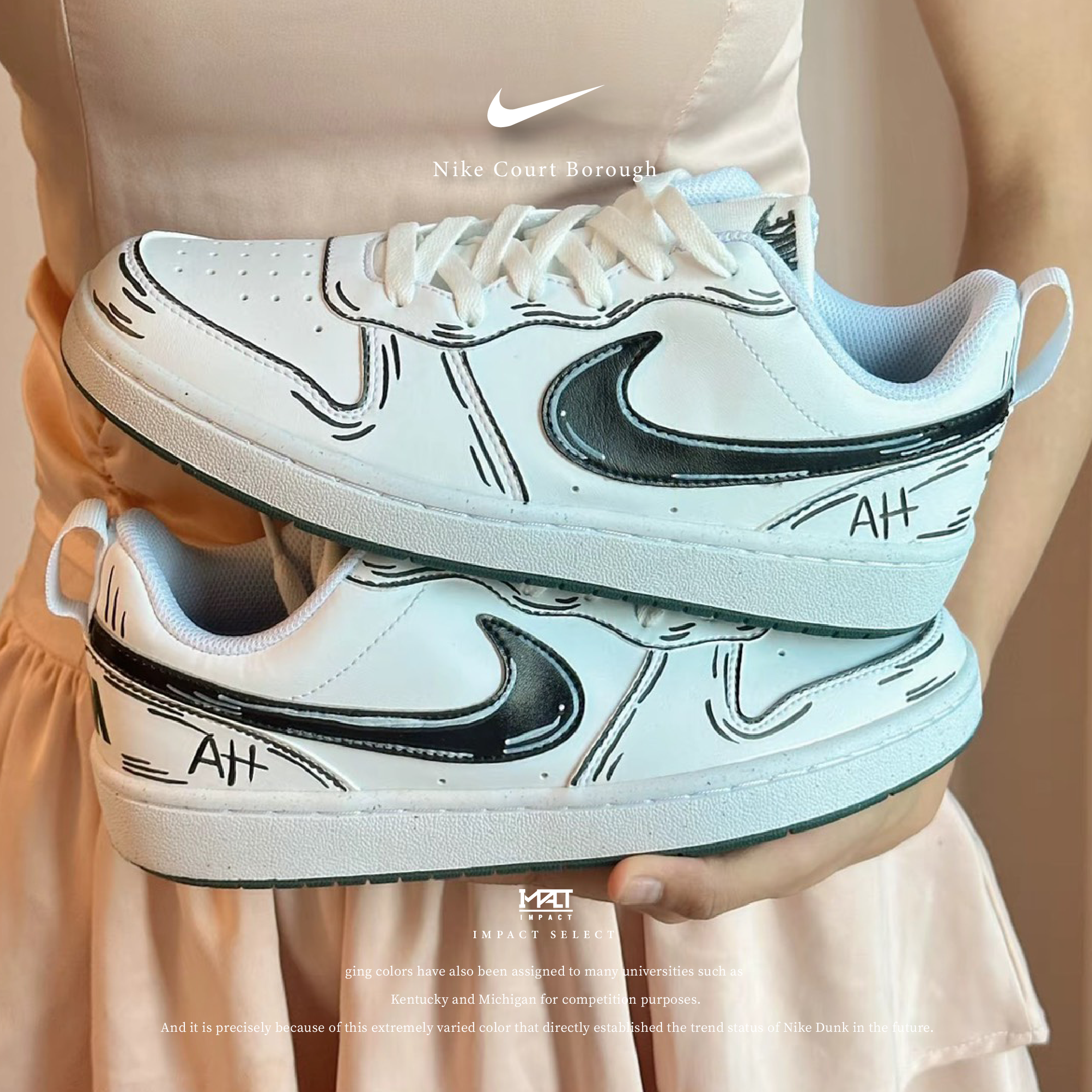 【訂製款】Nike Court Borough 青春手稿 二次元  手繪 未來 漫畫風