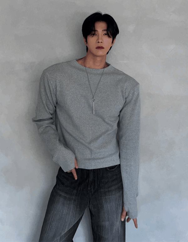 羅紋後拉鍊長袖上衣