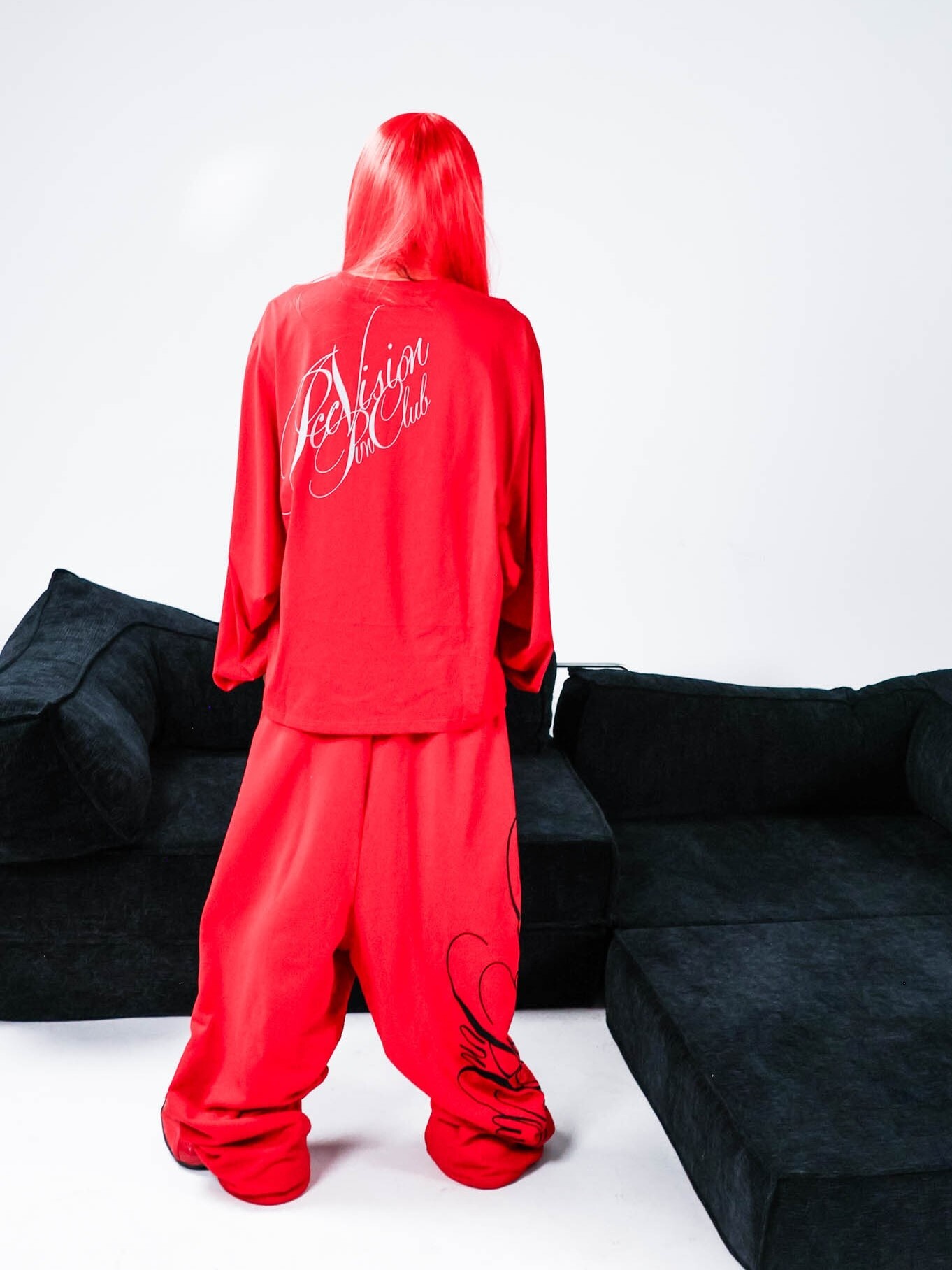 PCCVISION PVNCLUB 背後字母刺繡印花 寬鬆 長袖T