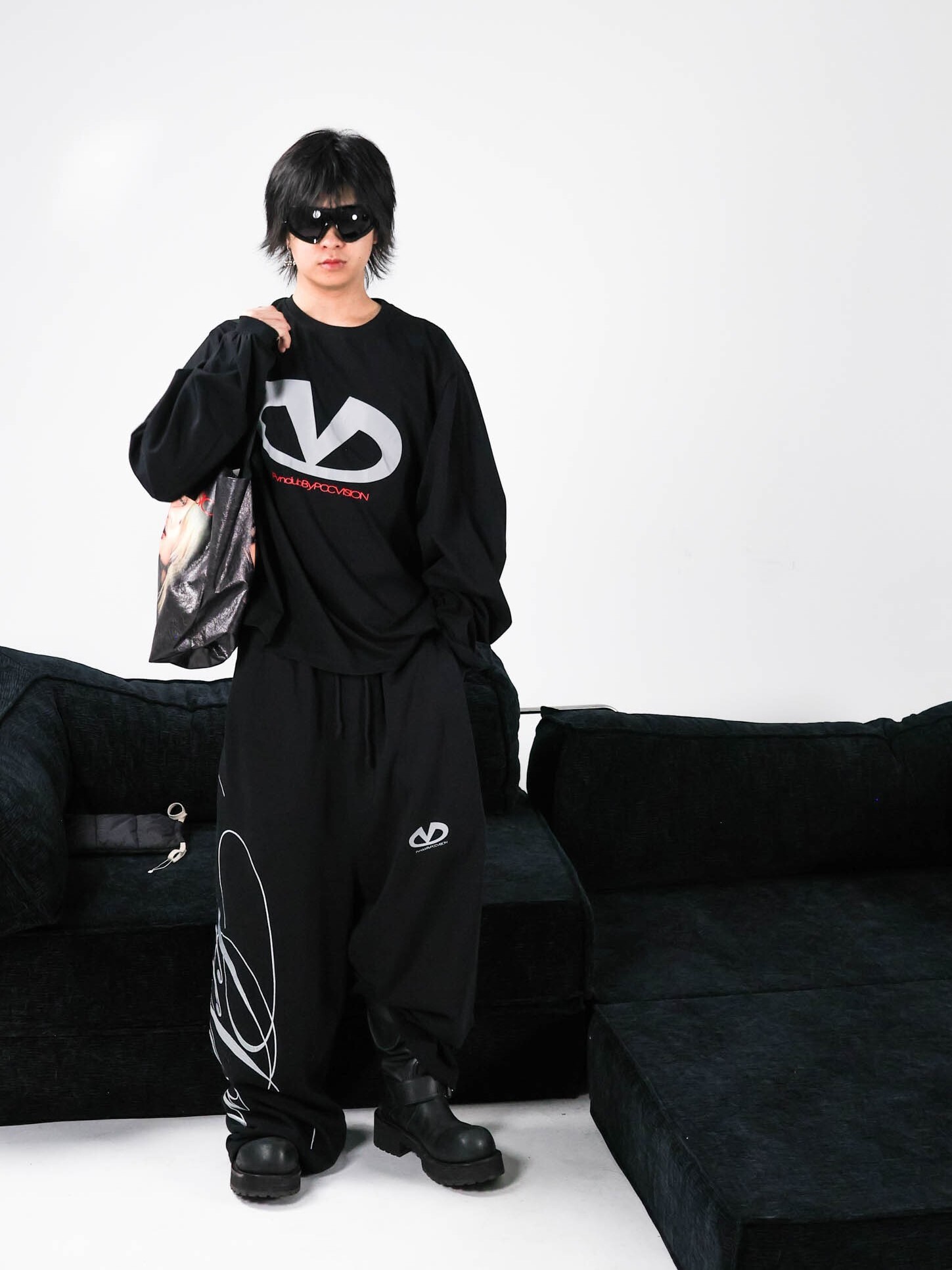 PCCVISION PVNCLUB 背後字母刺繡印花 寬鬆 長袖T