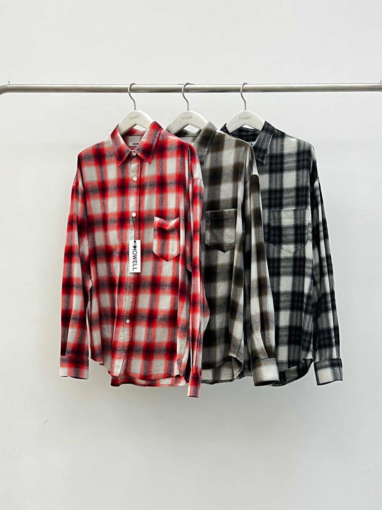 格仔長袖恤衫 HOWELL-080S