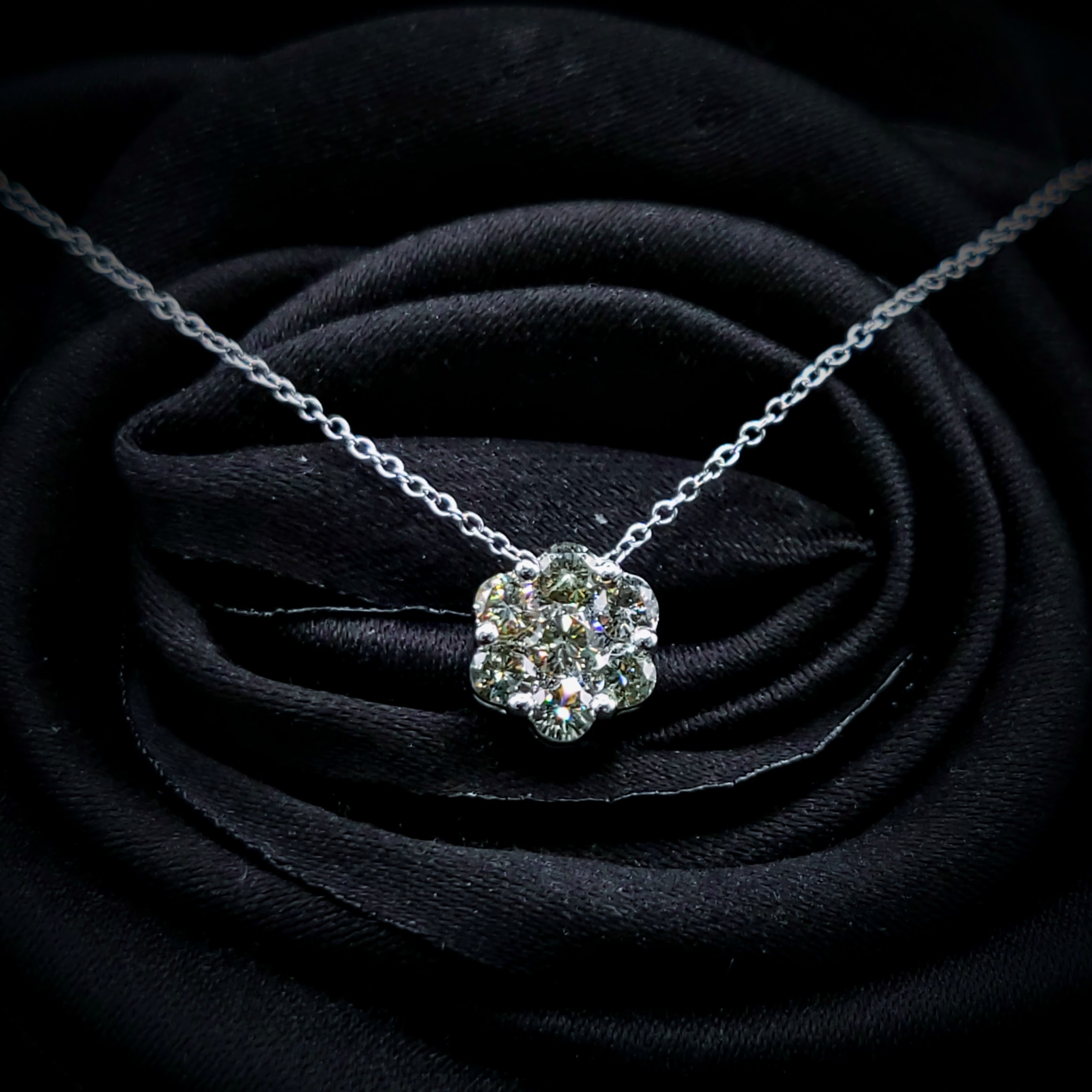 18K White Gold 0.51ct Fancy Green Diamond Pendant