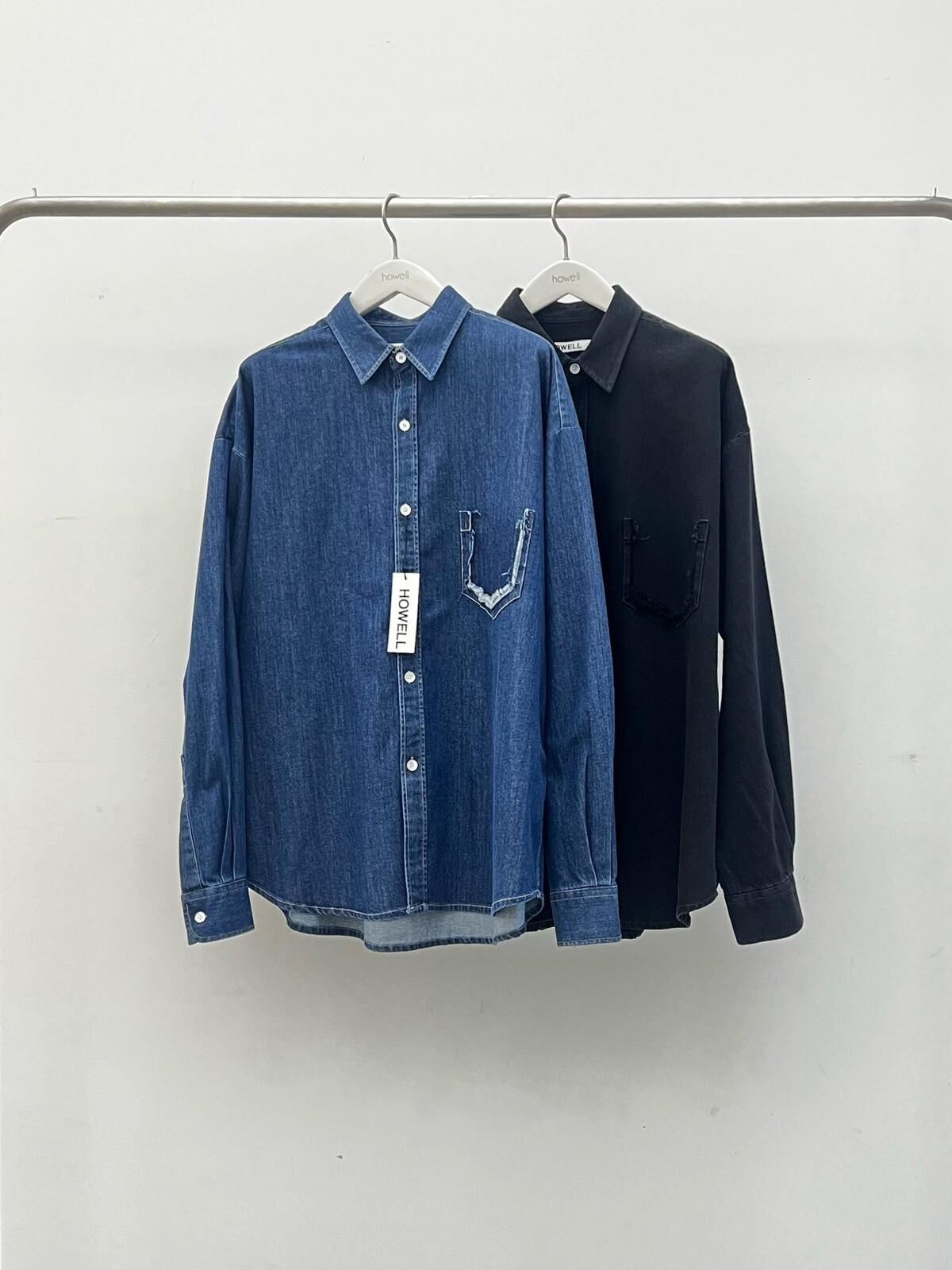 淨色牛仔長袖恤衫 HOWELL-085S