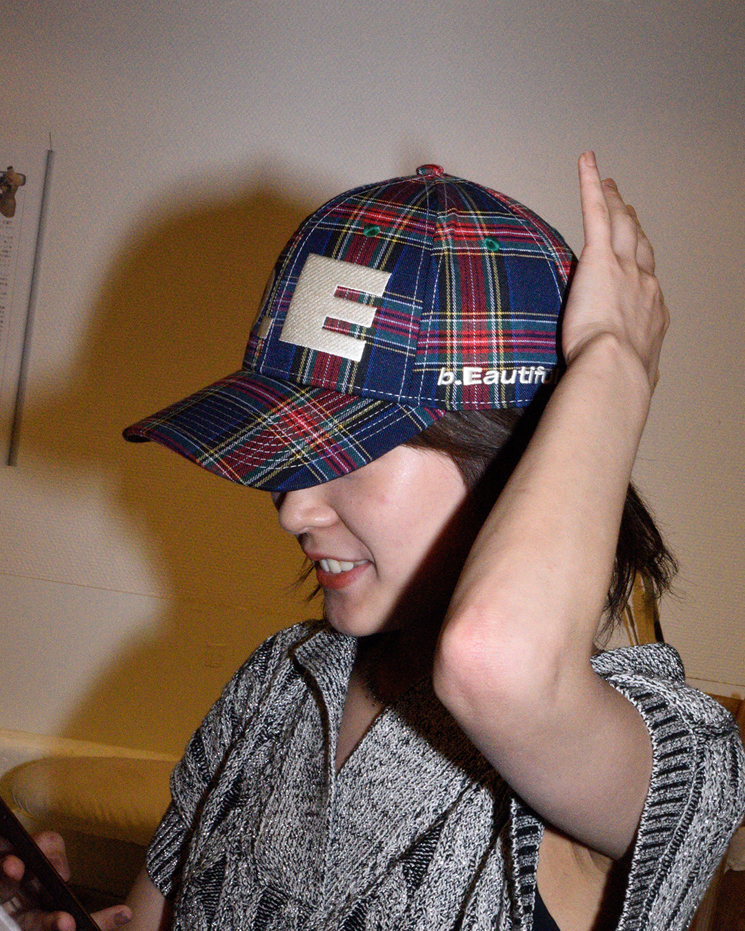 帽子 beautiful b.E Hat (Blue Plaid / White) b.Eautiful
