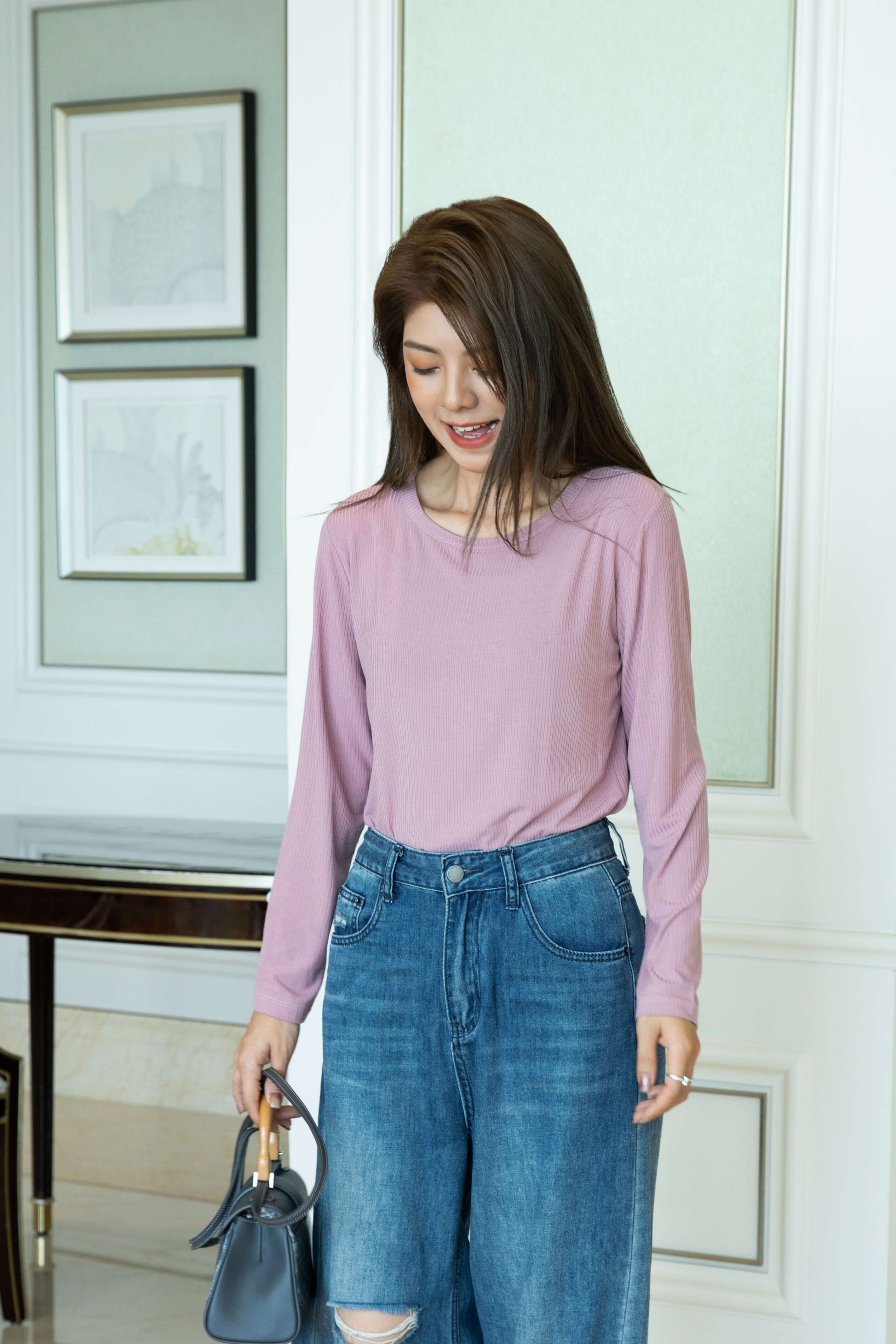 Rib Viscose-Blend Long Sleeves Top_TP2510L23