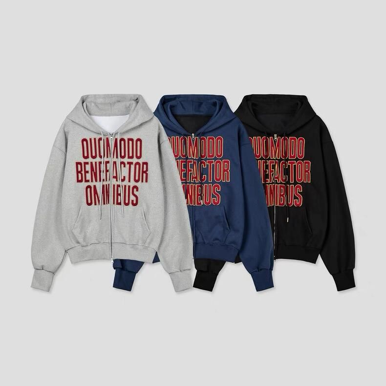 英文字連帽拉鍊外套 JK2647