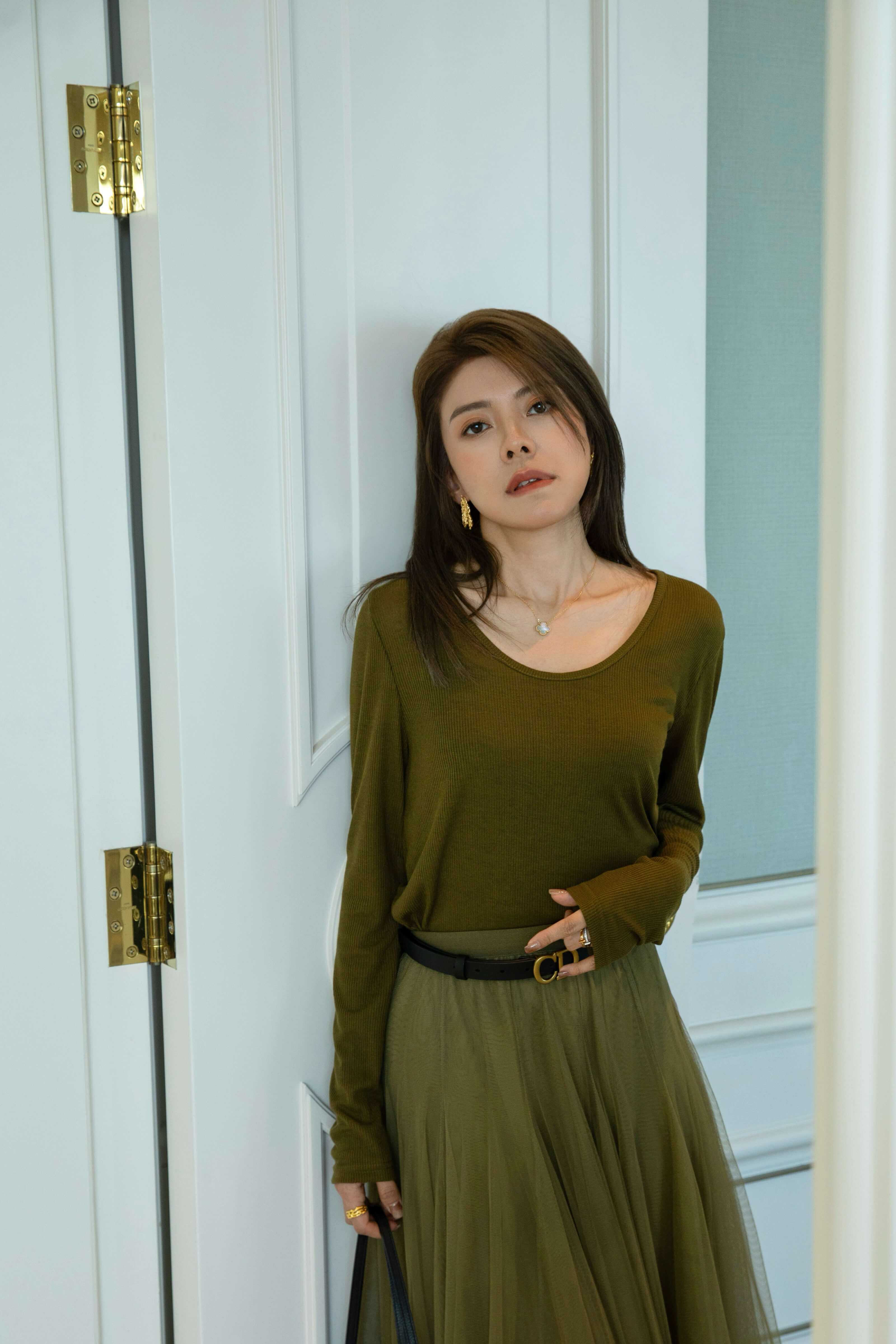 Scoop Neck Rib Soft Long Sleeve Tee_TP2510L13