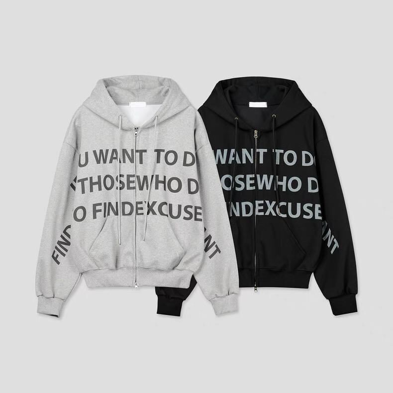 英文字連帽拉鍊外套 TAC-0295JK