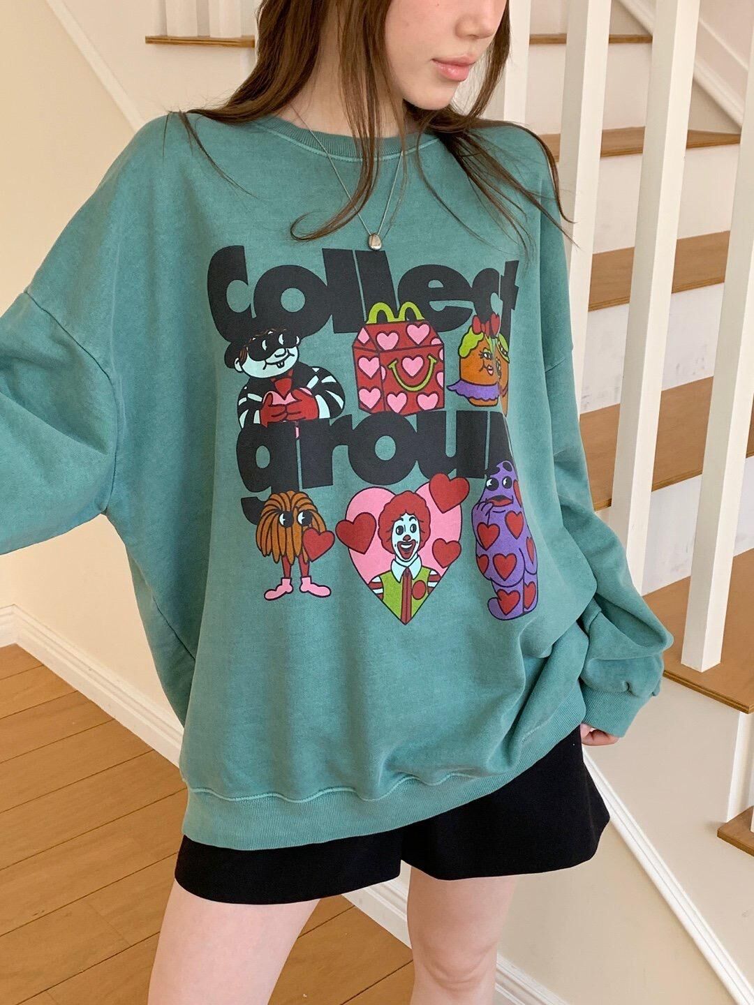 洗水卡通圖案英文字衛衣 MB-019T