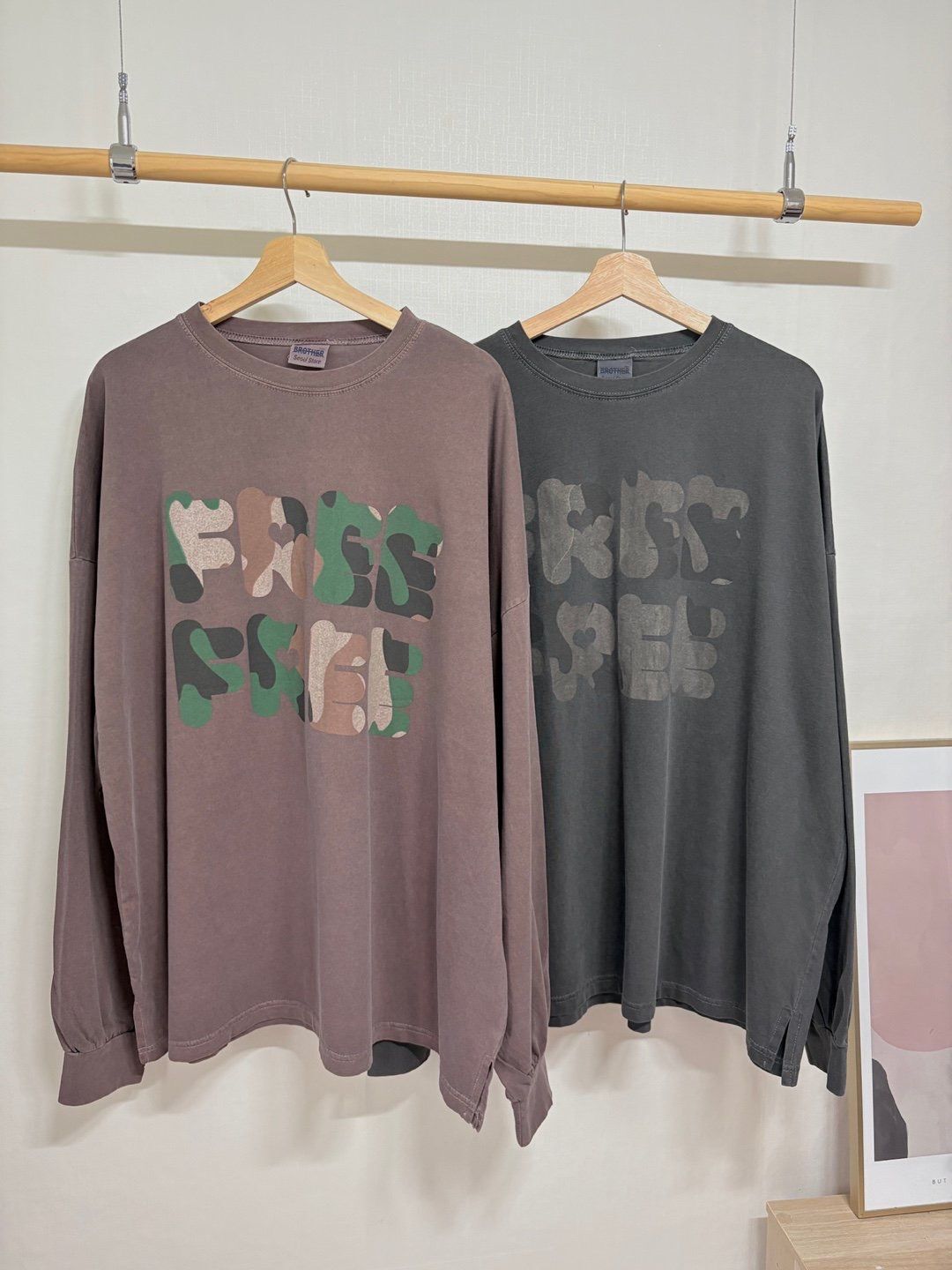 洗水英文字長袖衫 MB-022T