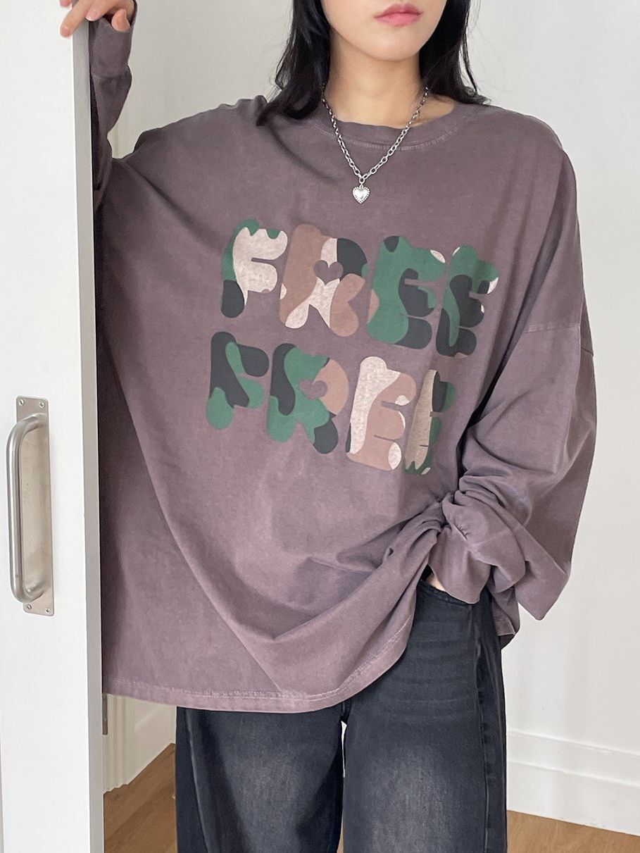 洗水英文字長袖衫 MB-022T