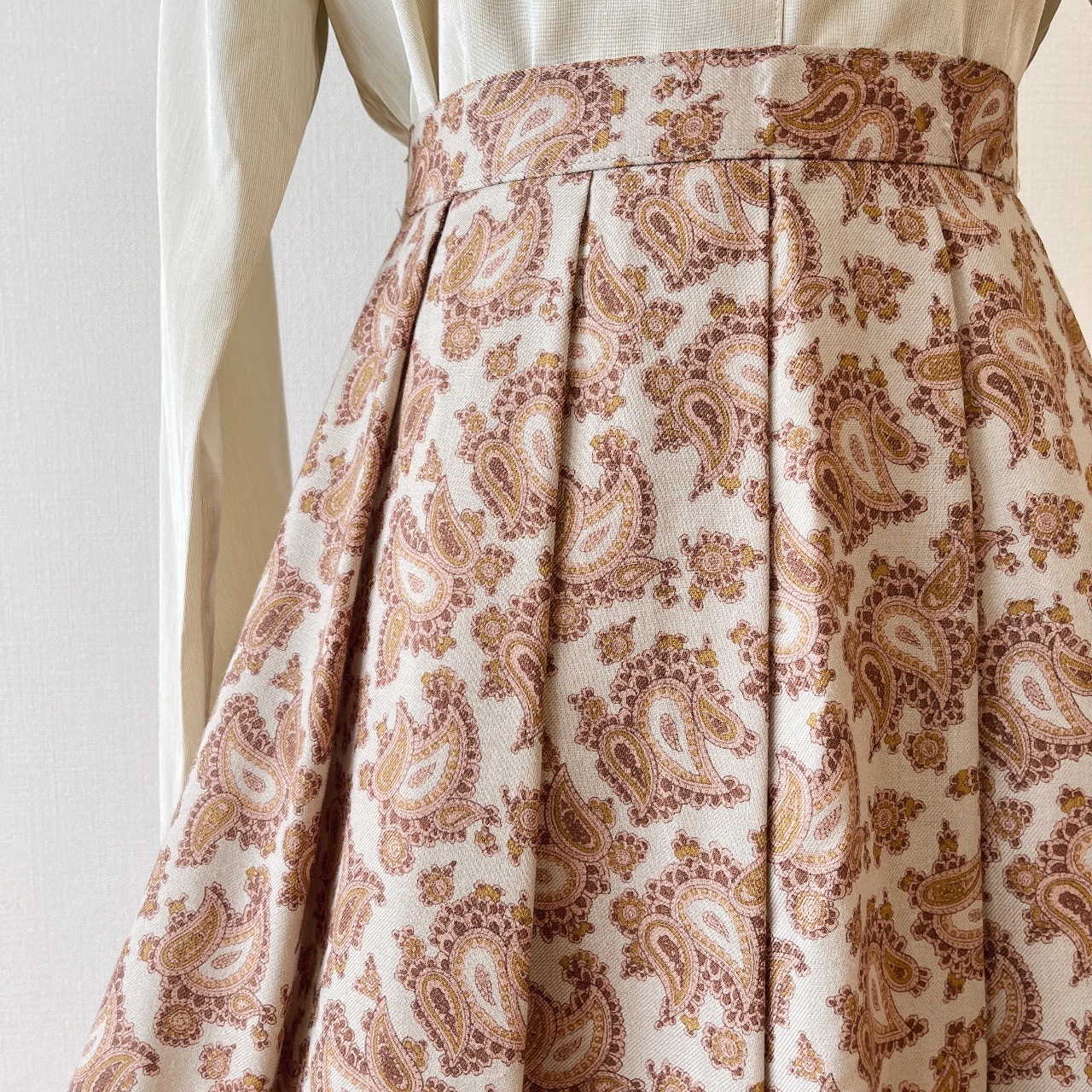 日本製灰色腰果花羊毛半裙