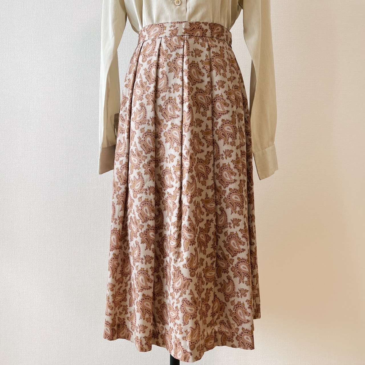 日本製灰色腰果花羊毛半裙