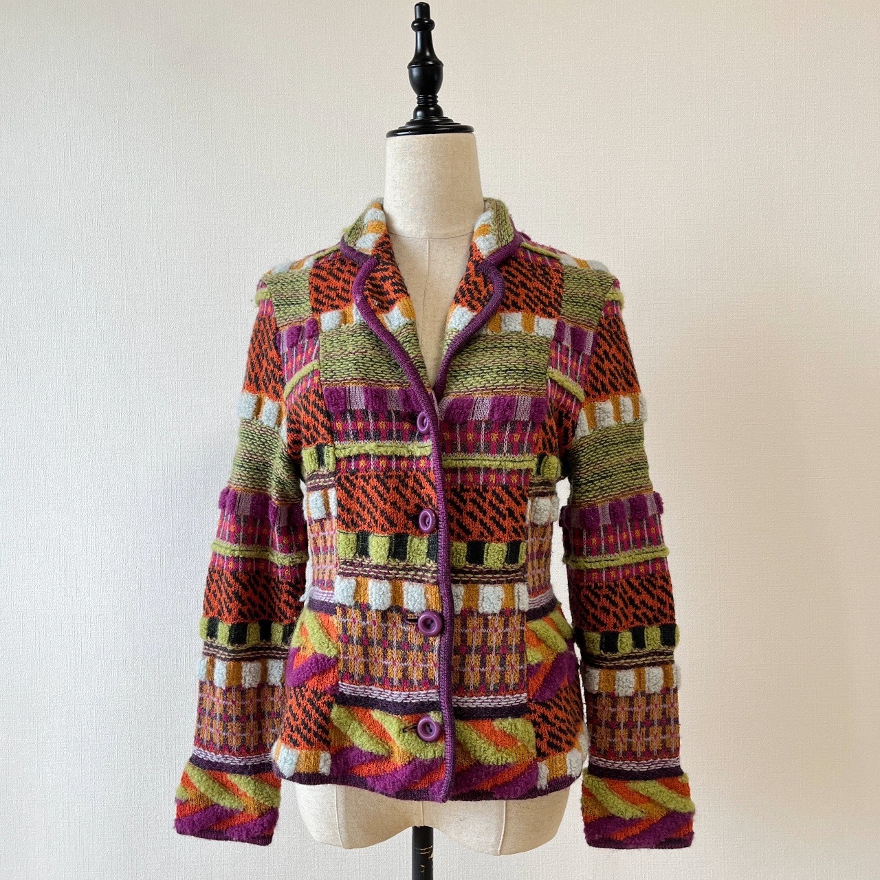 Saint Joie彩色立體針織毛衣外套