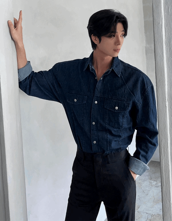 深色復古牛仔襯衫