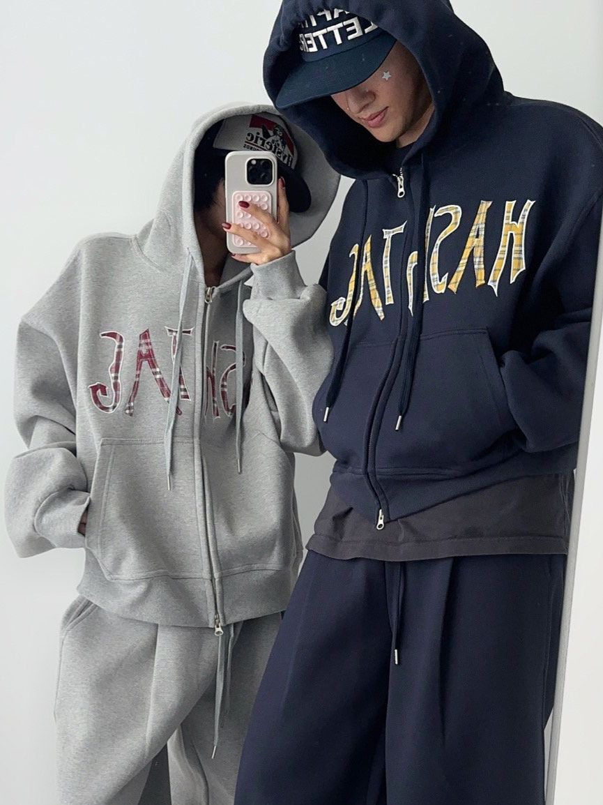 英文字連帽拉鍊外套 Hashtag-066JK