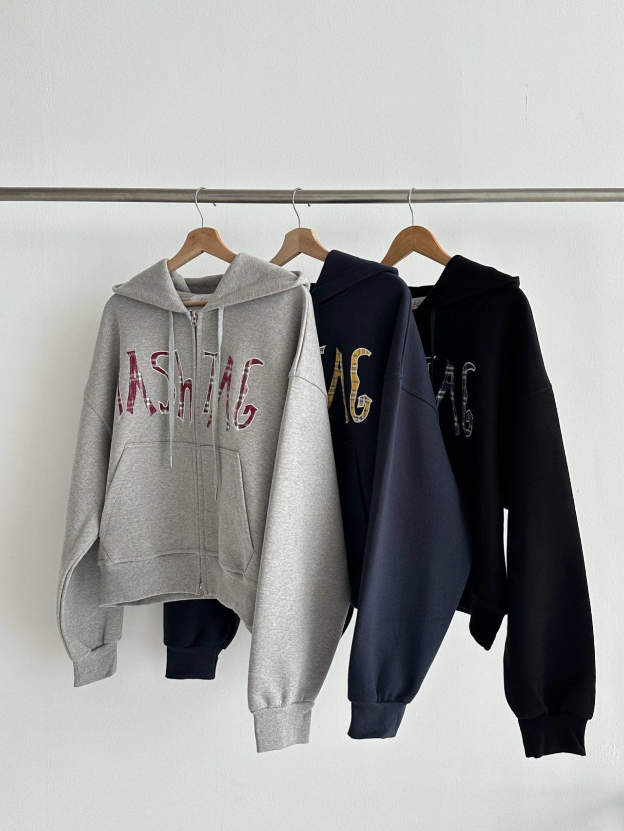 英文字連帽拉鍊外套 Hashtag-066JK