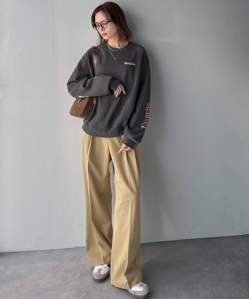 零碼現貨炭灰色S!! 日本🇯🇵連線 JAVA 袖口字母印花大套頭衫 休閒 寬鬆 長袖 套頭衫 羊毛襯裡 5色(任買兩件711免運)/現貨