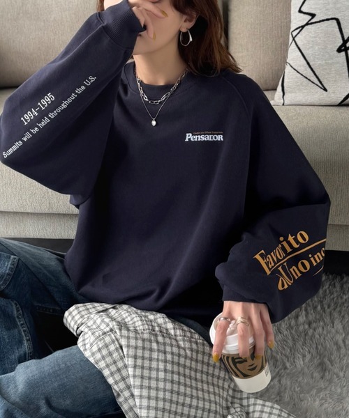 日本🇯🇵連線 JAVA 袖口字母印花大套頭衫 休閒 寬鬆 長袖 套頭衫 羊毛襯裡 5色(任買兩件711免運)/預購