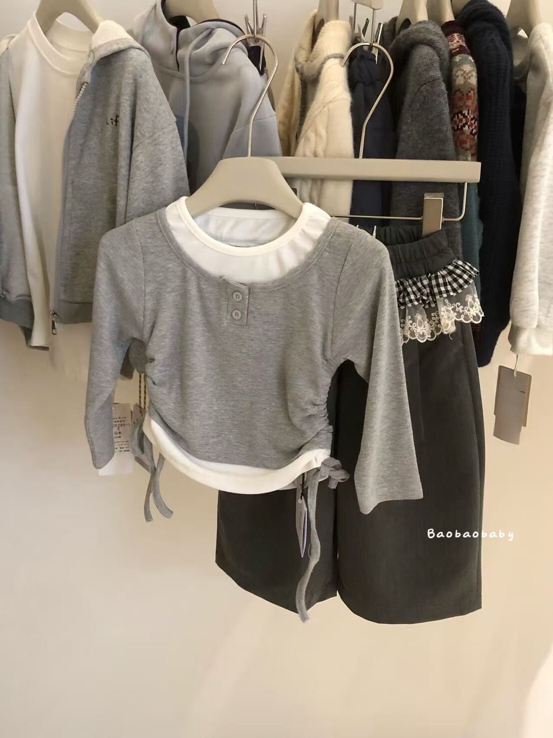 假兩件綁帶上衣