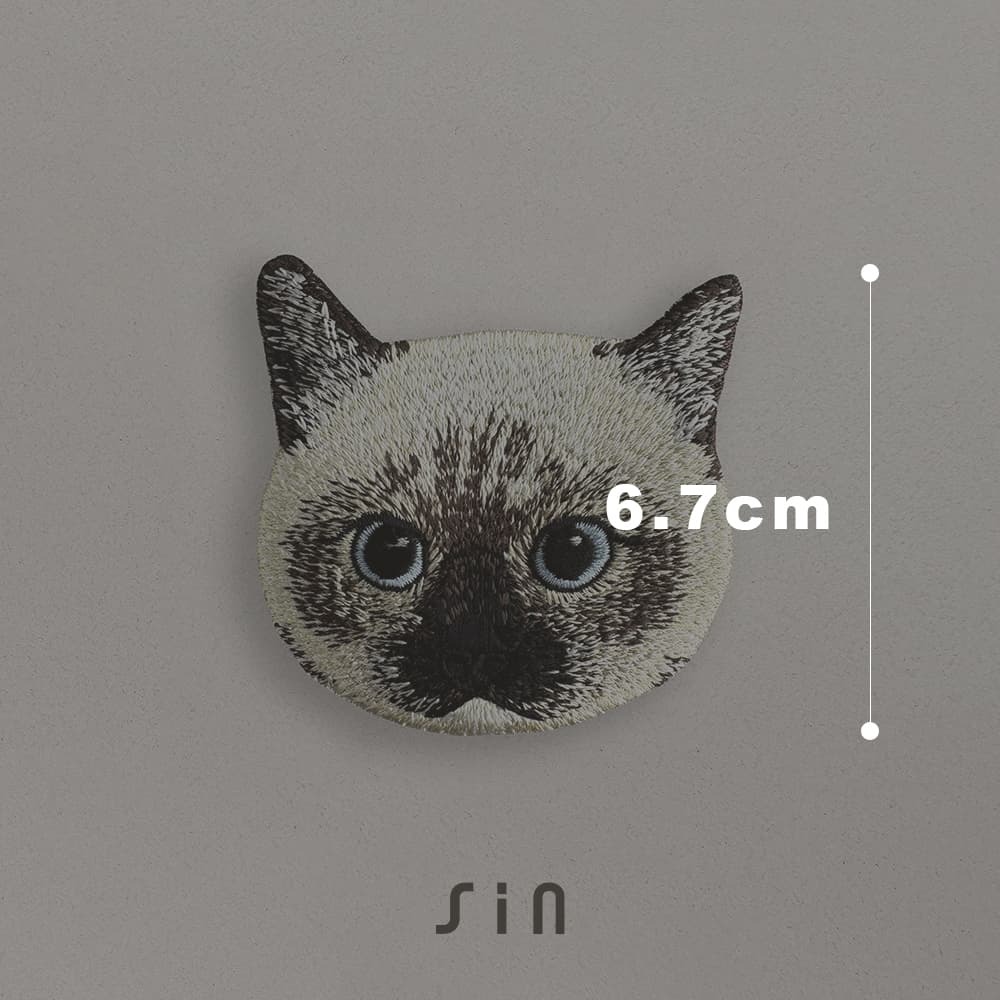 藍眼暹羅貓 貓咪刺繡貼紙｜ Sin意工作室