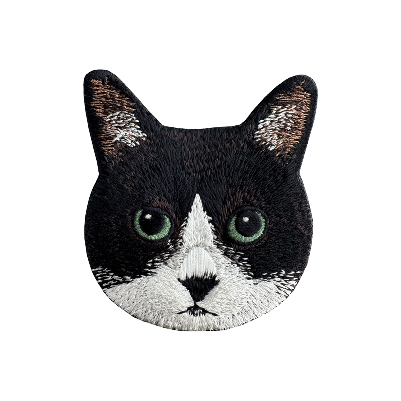 綠眼黑鼻賓士貓 貓咪刺繡貼紙｜ Sin意工作室