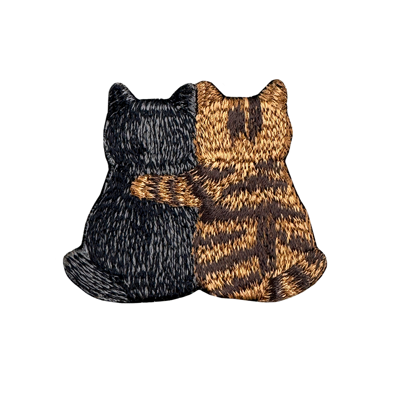 幸福貼貼貓-英短藍貓&虎斑 貓咪刺繡貼紙｜ Sin意工作室