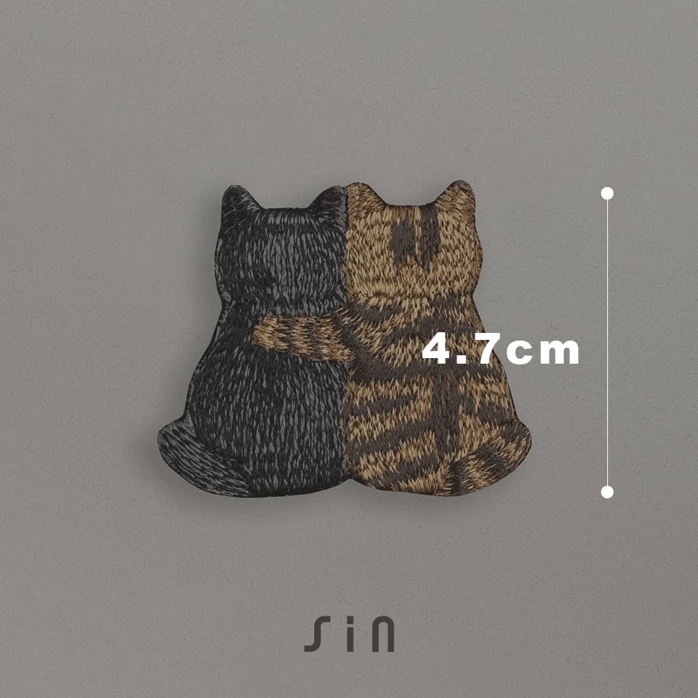 幸福貼貼貓-英短藍貓&虎斑 貓咪刺繡貼紙｜ Sin意工作室