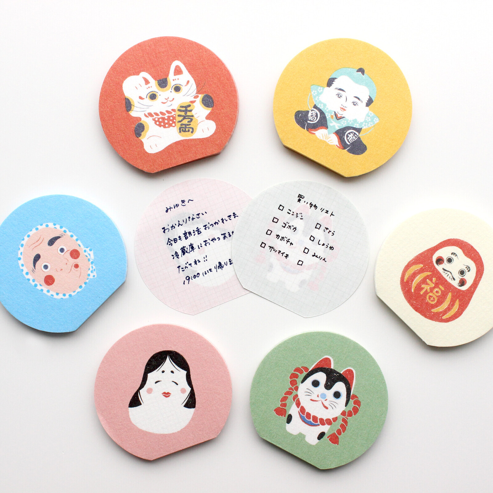 日本吉祥物 美濃和紙便箋 50枚 達摩犬章子招財貓｜日本古川紙工